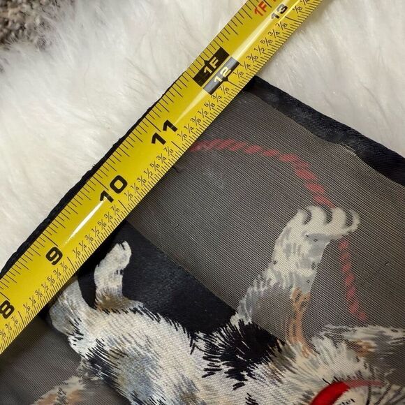 Vintage Cat Stripe Black Scarf Long Neck Kitten Sheer Kitten Animal - Picture 6 of 6